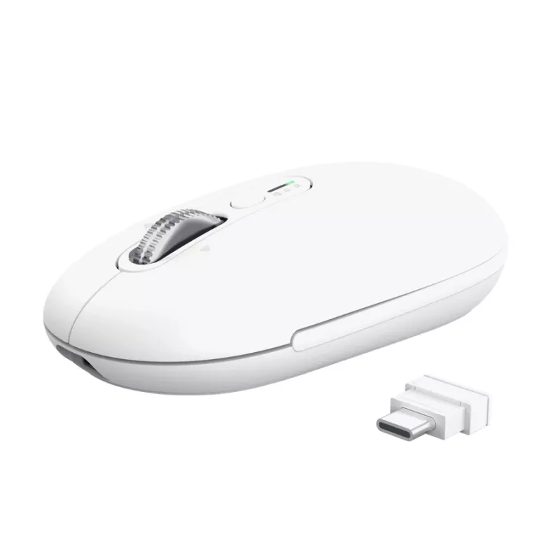 Draadloze officemuis TRUST Seron slank Multi – voor beide handen, RF + Bluetooth, optisch 3200 DPI, 7 toetsen, wit