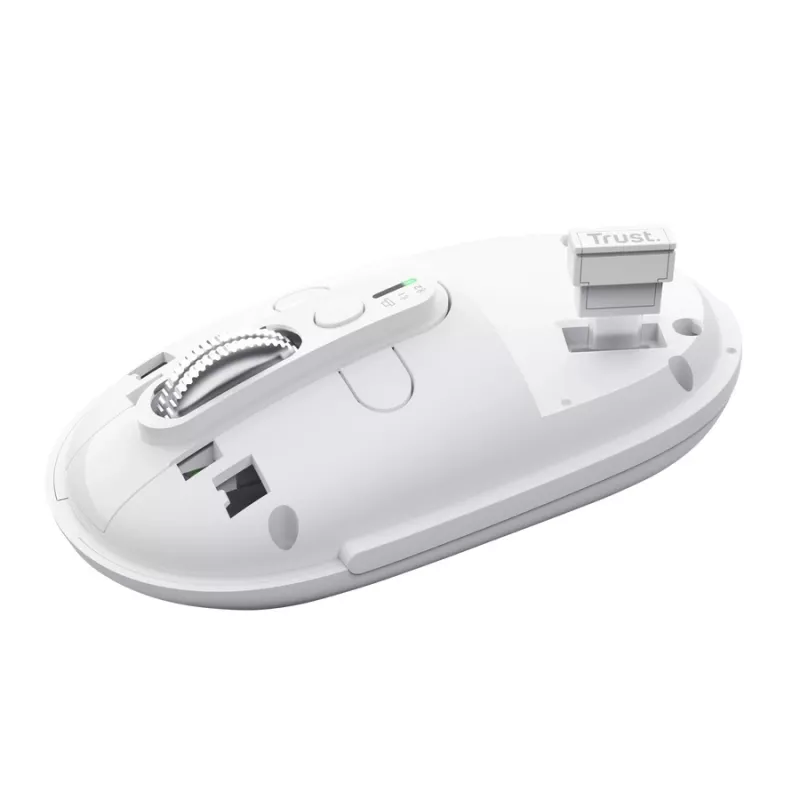 Draadloze officemuis TRUST Seron slank Multi – voor beide handen, RF + Bluetooth, optisch 3200 DPI, 7 toetsen, wit