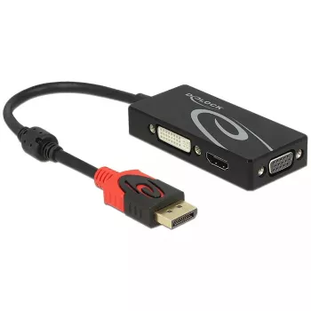 Delock 62902 DisplayPort 1.2 naar VGA / HDMI / DVI adapter, 4K, passief, zwart