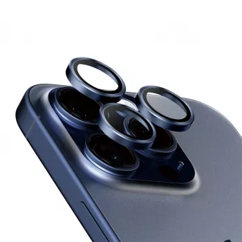 PanzerGlass Hoops camera-lensbescherming iPhone 15 Pro 15 Pro Max blauw titanium krasvast stootvast