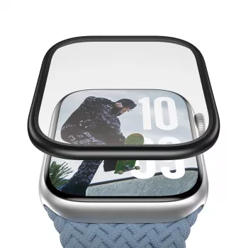 Schermbescherming PanzerGlass zwart metalen frame voor Apple Watch (model PG38147)