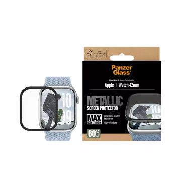 Schermbescherming PanzerGlass zwart metalen frame voor Apple Watch (model PG38147)