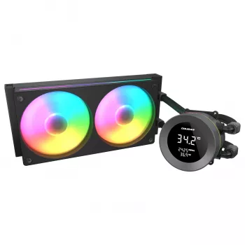 All-in-one CPU-vloeistofkoeler Cougar Poseidon Vistek 240, ARGB, 240 mm radiator, 120 mm ventilator, 700–2500 tpm, zwart