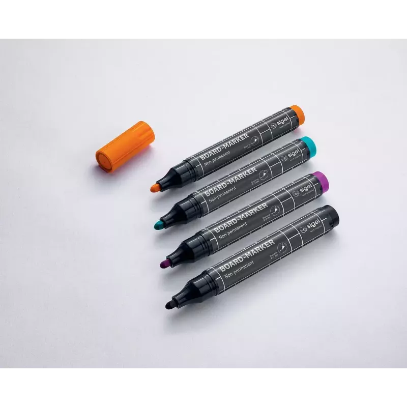 Marker Sigel BA011 4 stuks zwart magenta oranje turquoise