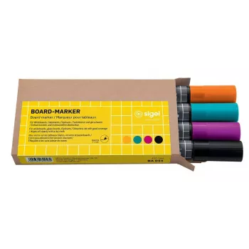 Marker Sigel BA011 4 stuks zwart magenta oranje turquoise