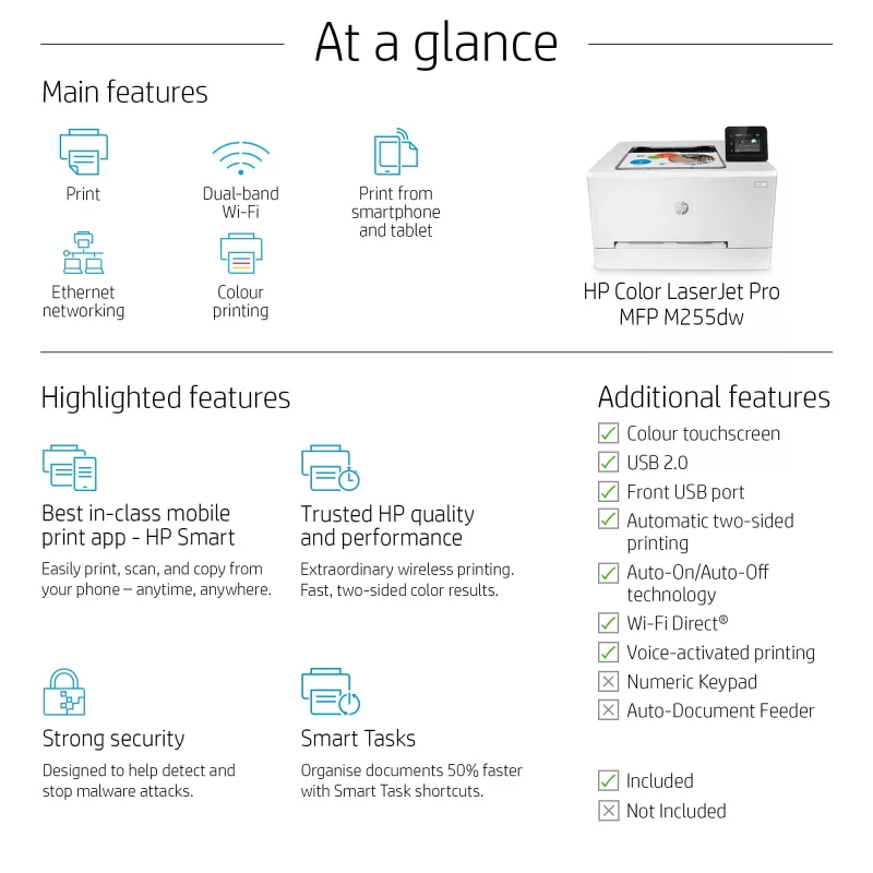 Printer HP Color LaserJet Pro M255dw laser kleur