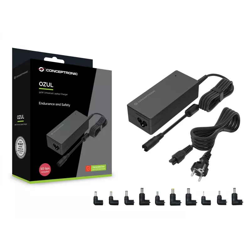 Conceptronic OZUL08B10 90W universele laptopoplader, 10 laadpunten inbegrepen