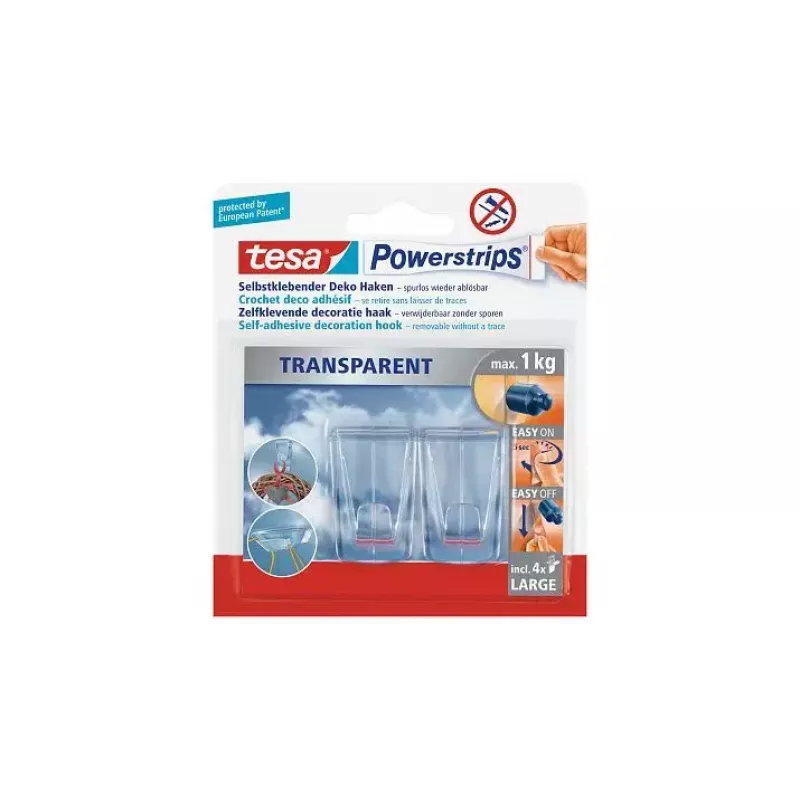 Universele haken Tesa Powerstrips transparant DECO 58813-00000-00