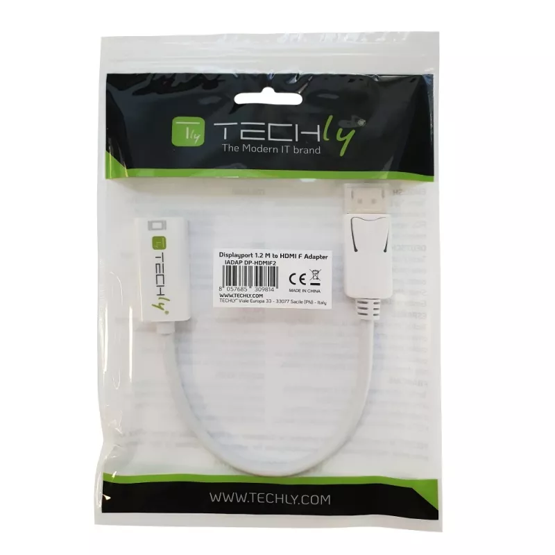 Techly DisplayPort 1.2 stekker / HDMI bus adapter 15 cm wit IADAP DP-HDMIF2