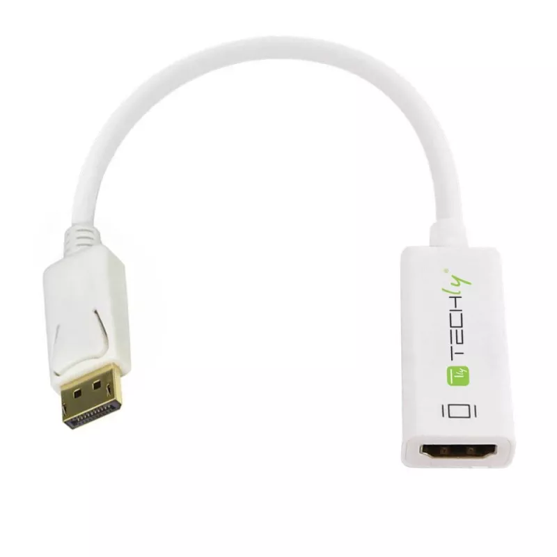 Techly DisplayPort 1.2 stekker / HDMI bus adapter 15 cm wit IADAP DP-HDMIF2