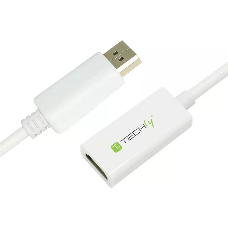 Techly DisplayPort 1.2 stekker / HDMI bus adapter 15 cm wit IADAP DP-HDMIF2