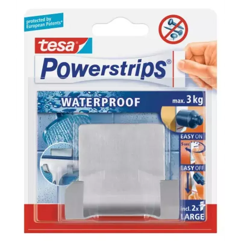 tesa Powerstrips Wave waterdichte haak, wit, kunststof (59701)