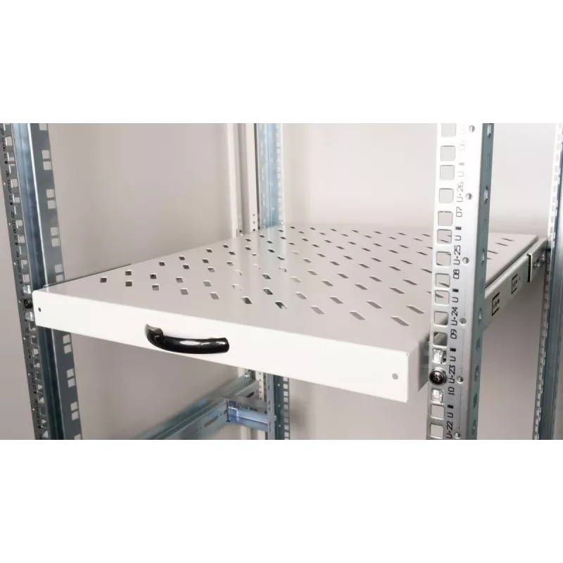 Glijbaanrek EQUIP 19 inch, 1U, 800 mm diepte, lichtgrijs