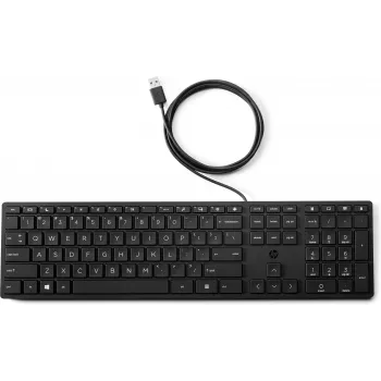 HP Wired Desktop 320K toetsenbord — full-size USB, membraan, zwart