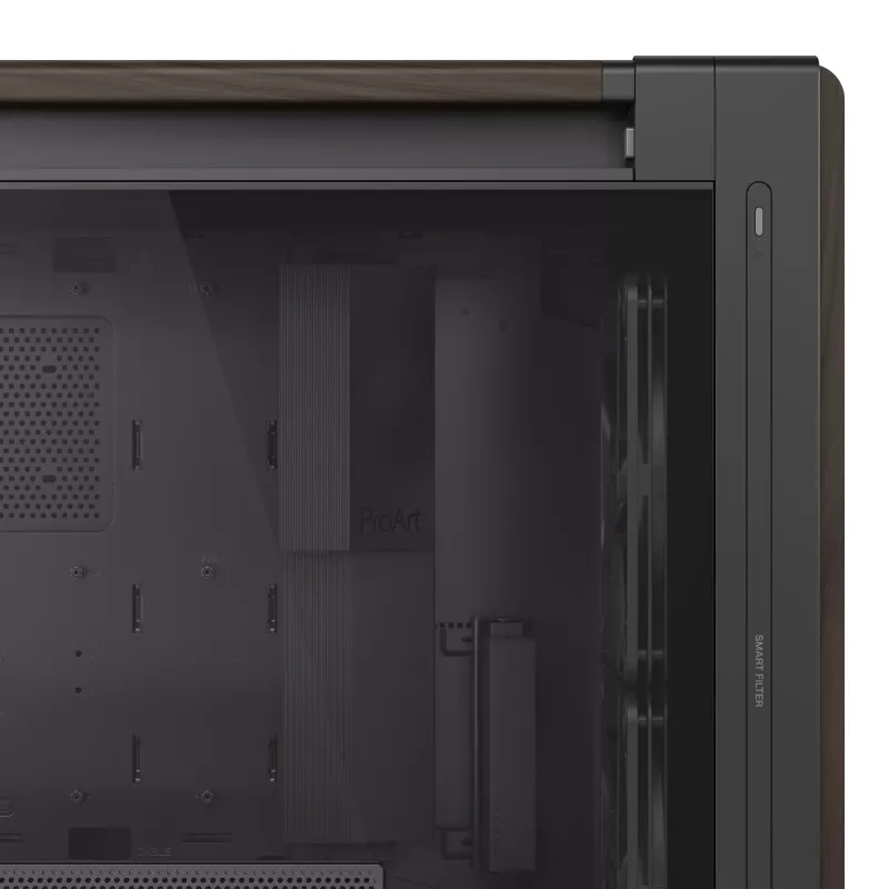 ASUS ProArt PA602 Wood Edition Modern zwart - tempered glass panel Midi Tower zwart, hout