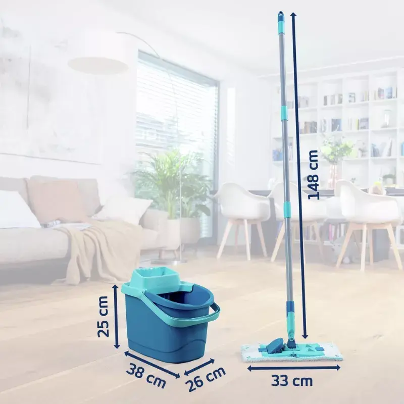 Vloerreinigingsset Leifheit PowerClean M 1055510 met microvezeldoek en verstelbare steel