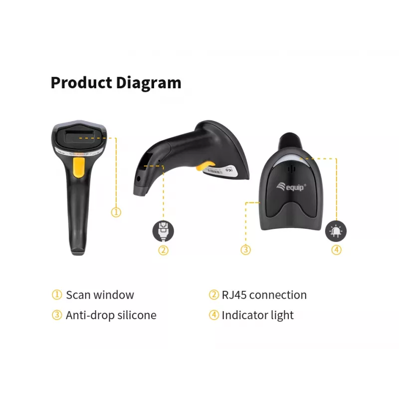 Equip USB 2D-barcodescanner, met standaard