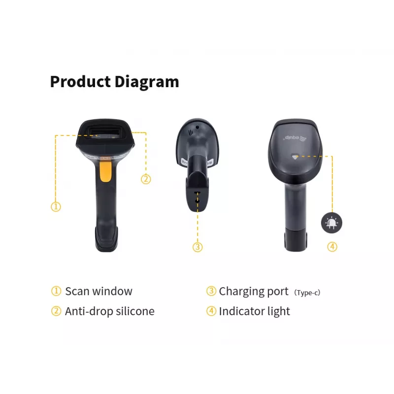Handheld-barcodelezer Equip draadloze 2D-barcodescanner met standaard