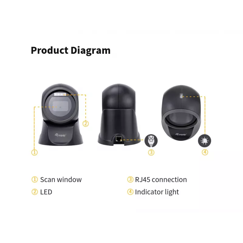 Equip USB 2D omnidirectionele desktop-barcodescanner