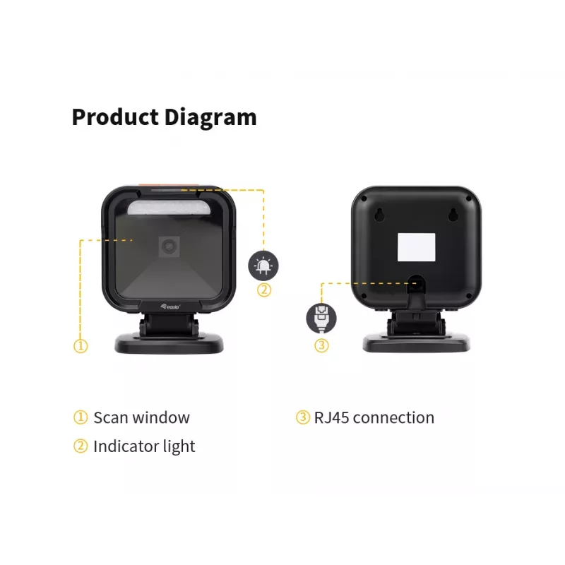 Equip USB 2D omnidirectionele desktop-scanner 1MP, vaste barcodelezer