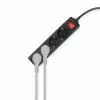 ACT stekkerdoos met verlichte schakelaar, 4 stopcontacten, 2 m, zwart