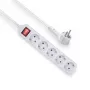 ACT meervoudig stopcontact met verlichte schakelaar en platte stekker, 5 stopcontacten, 1,5 m, wit