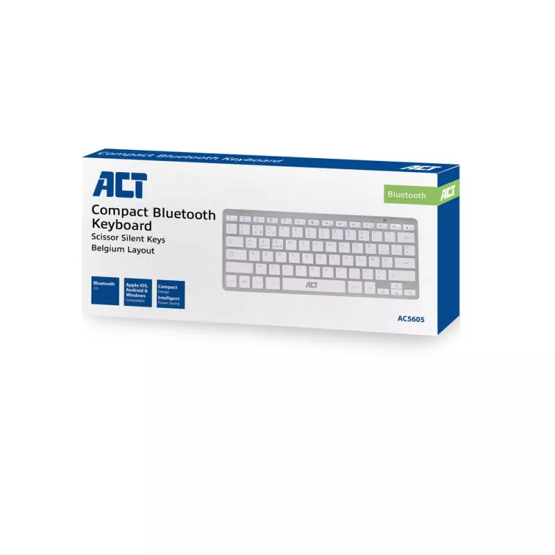 ACT draagbaar Bluetooth-toetsenbord Azerty/BE-layout draadloos wit 75%