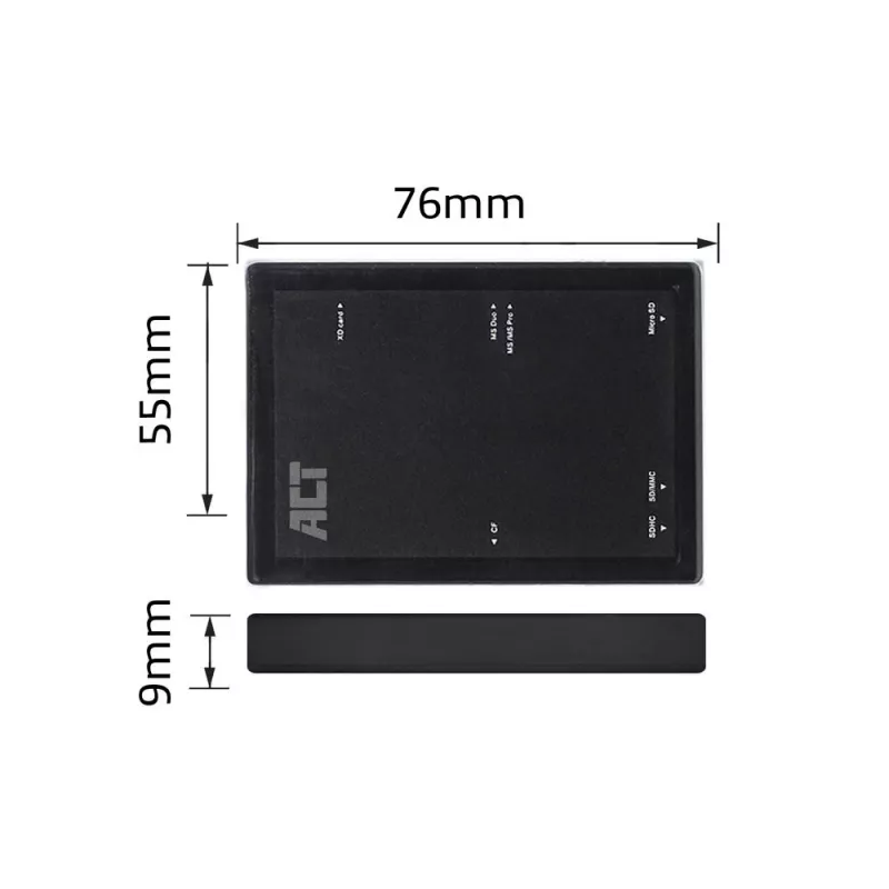 ACT USB 3.0-kaartlezer AC6370 CF MMC MS Duo MicroSD SDHC zwart
