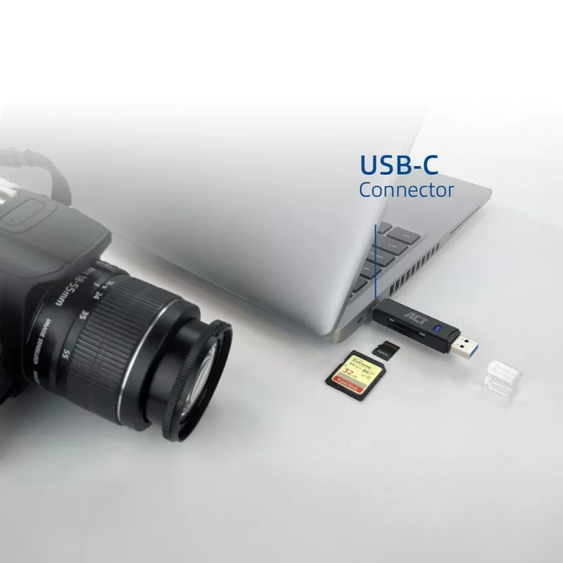 Kaartlezer ACT USB-C/USB-A 3.0 zwart