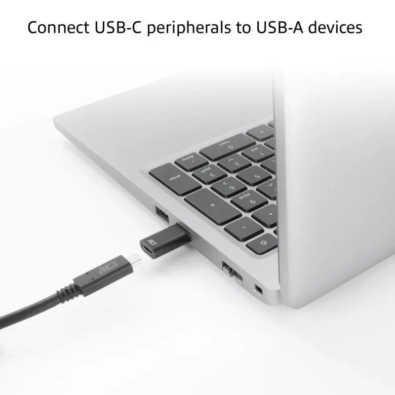 USB-A-stekker naar USB-C-bus adapter ACT AC7376 zwart