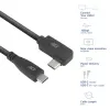 ACT USB 3.0 10Gbps 60W USB Type-C (recht) naar USB Type-C (links/rechts haaks) kabel, 3 meter