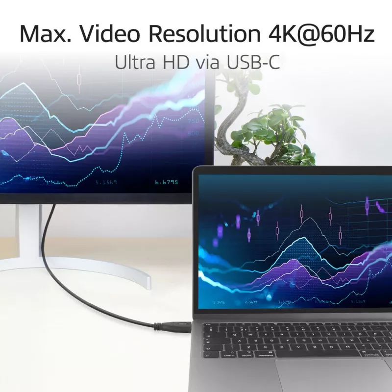 ACT USB 3.0 10 Gbit/s 60 W USB Type-C (recht) naar USB Type-C (boven/onder haaks) kabel, 0,5 meter