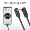 ACT USB 3.0 10Gbps 60W USB Type-C (naar boven/onder haaks) naar USB Type-C (naar boven/onder haaks) kabel, 1 meter
