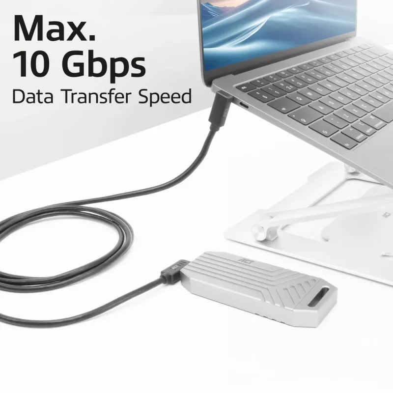 ACT USB 3.0 10 Gbit/s 60 W USB Type-C (links/rechts haaks) naar USB Type-C (boven/onder haaks) kabel, 1 meter