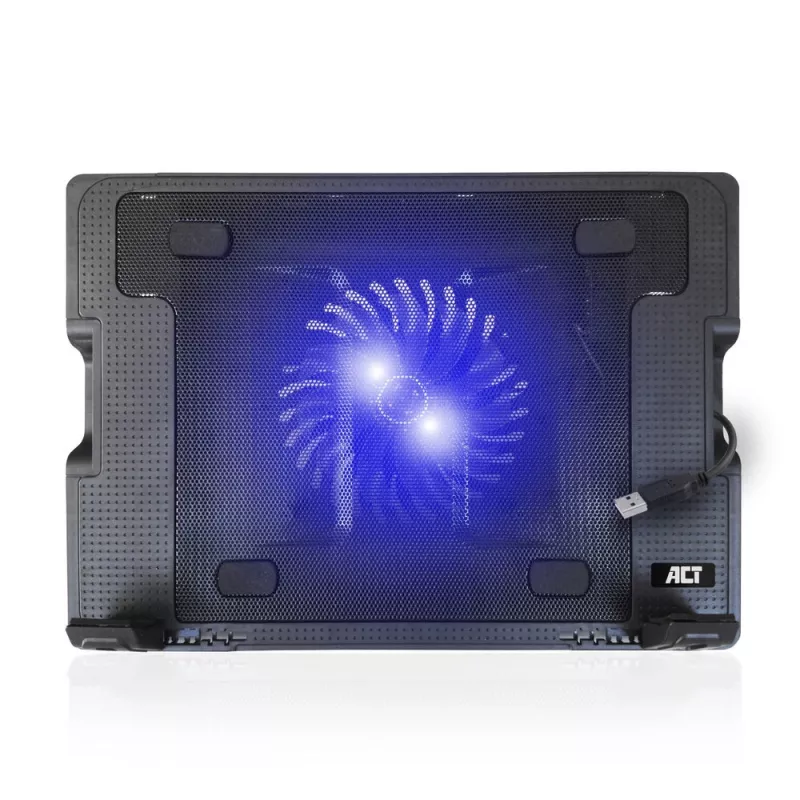 ACT laptopstandaard, met ventilator, 5-voudig in hoogte verstelbaar, 2-poorts hub