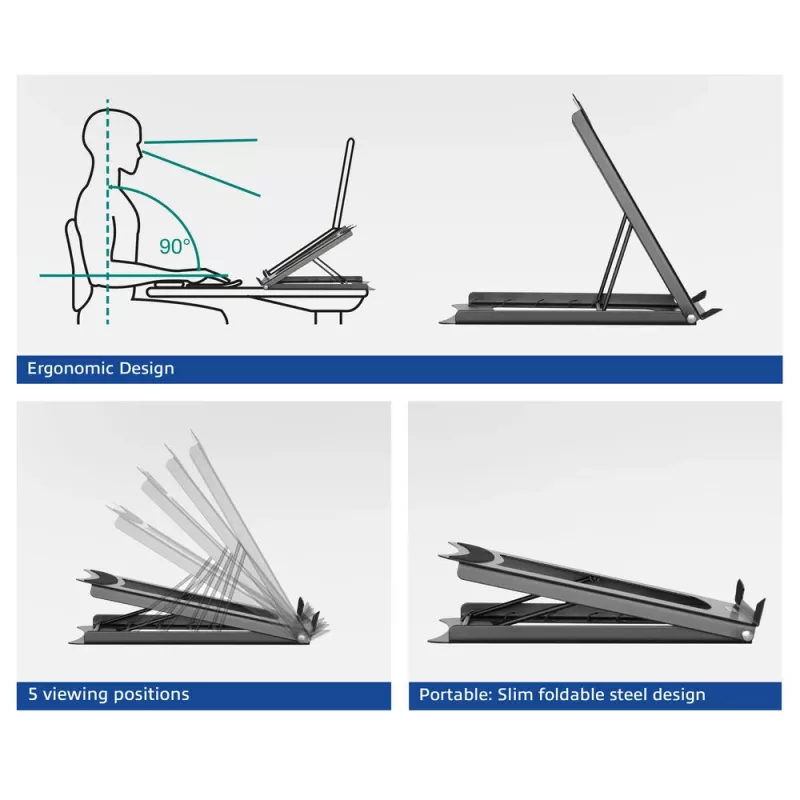 Laptopstandaard ACT AC8145 5 instelbare hoogtes zwart
