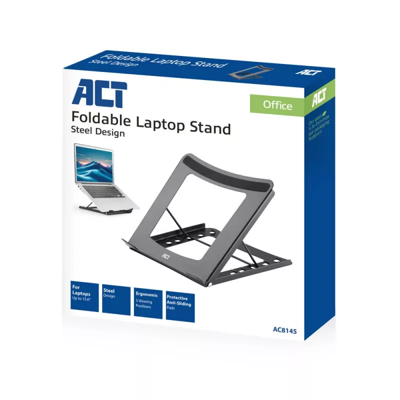 Laptopstandaard ACT AC8145 5 instelbare hoogtes zwart