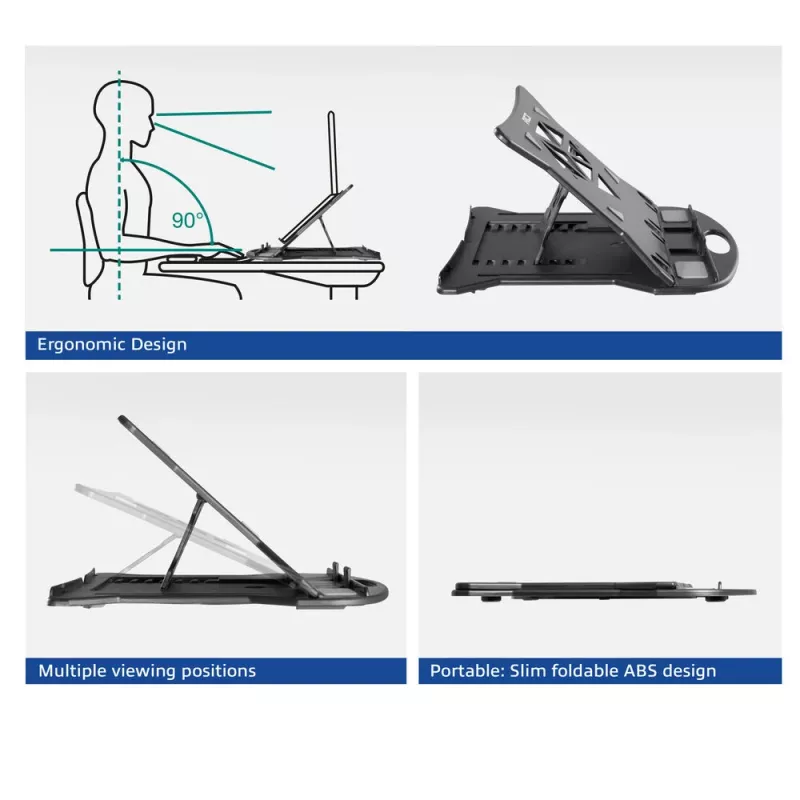 Laptopstandaard ACT AC8150 opvouwbaar 7 instelbare hoogtes zwart