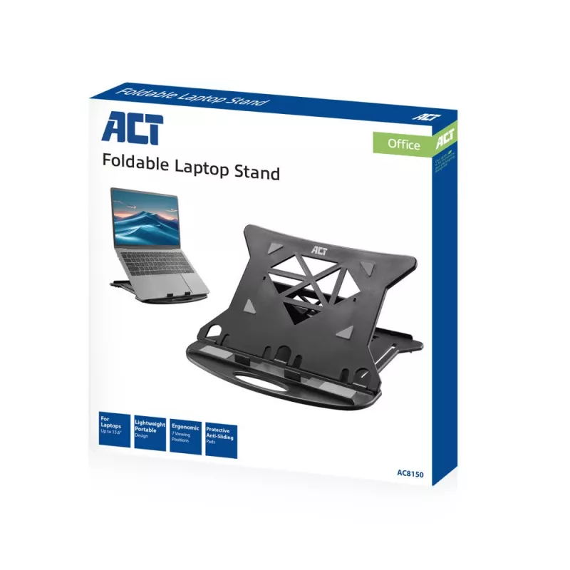 Laptopstandaard ACT AC8150 opvouwbaar 7 instelbare hoogtes zwart