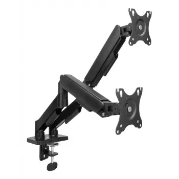 ACT monitorarm 35 inch, gasveer, 2 monitors, Essentials, klem/bureau-doorvoer, 18 kg, 43,2 cm (17 inch), 88,9 cm (35 inch), 100 x 100 mm, zwart