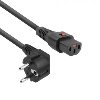 ACT netsnoer CEE 7/7 stekker (haaks) - C13 IEC Lock zwart 5 m, EL269S
