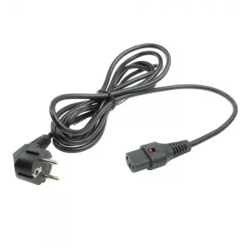 ACT netsnoer CEE 7/7 stekker (haaks) - C13 IEC Lock zwart 5 m, EL269S