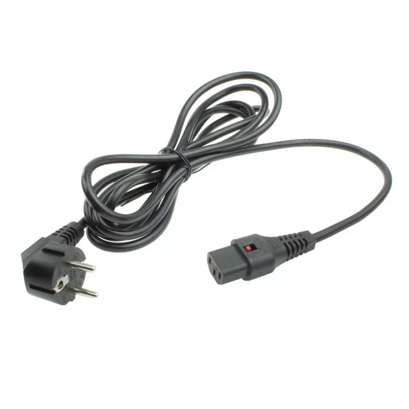 ACT netsnoer CEE 7/7 stekker (haaks) - C13 IEC Lock zwart 5 m, EL269S
