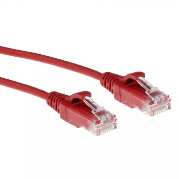 ACT rood 3 meter LSZH U/UTP CAT6 datacenter slimline patchkabel snagless met RJ45-stekkers