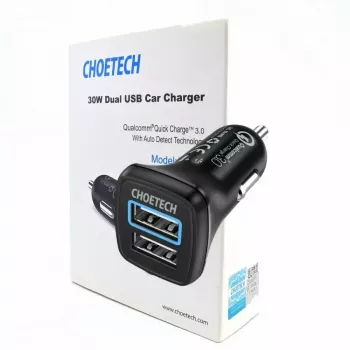 Voeding CHOETECH C0051 dual USB-A 36W QC3.0, zwart