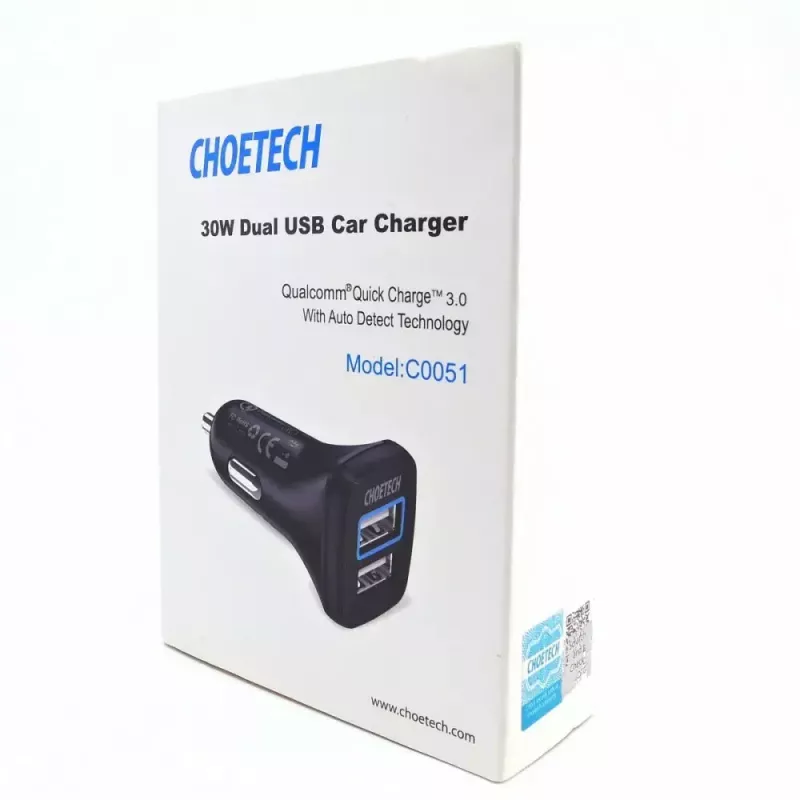 Voeding CHOETECH C0051 dual USB-A 36W QC3.0, zwart