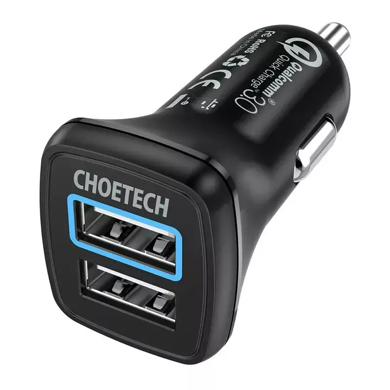 Voeding CHOETECH C0051 dual USB-A 36W QC3.0, zwart