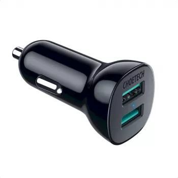Voeding CHOETECH C0051 dual USB-A 36W QC3.0, zwart