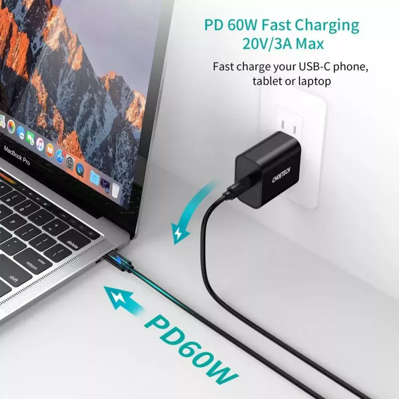 USB-kabel Choetech CC0002 USB 2.0 1m USB-C zwart