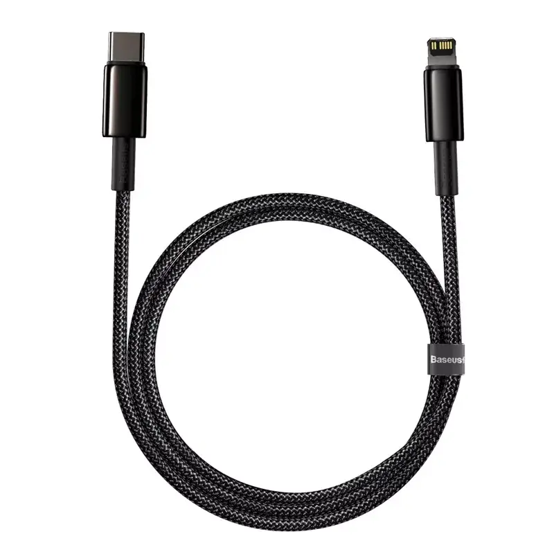 Kabel Baseus Tungsten Gold 1 m zwart Lightning naar USB-C